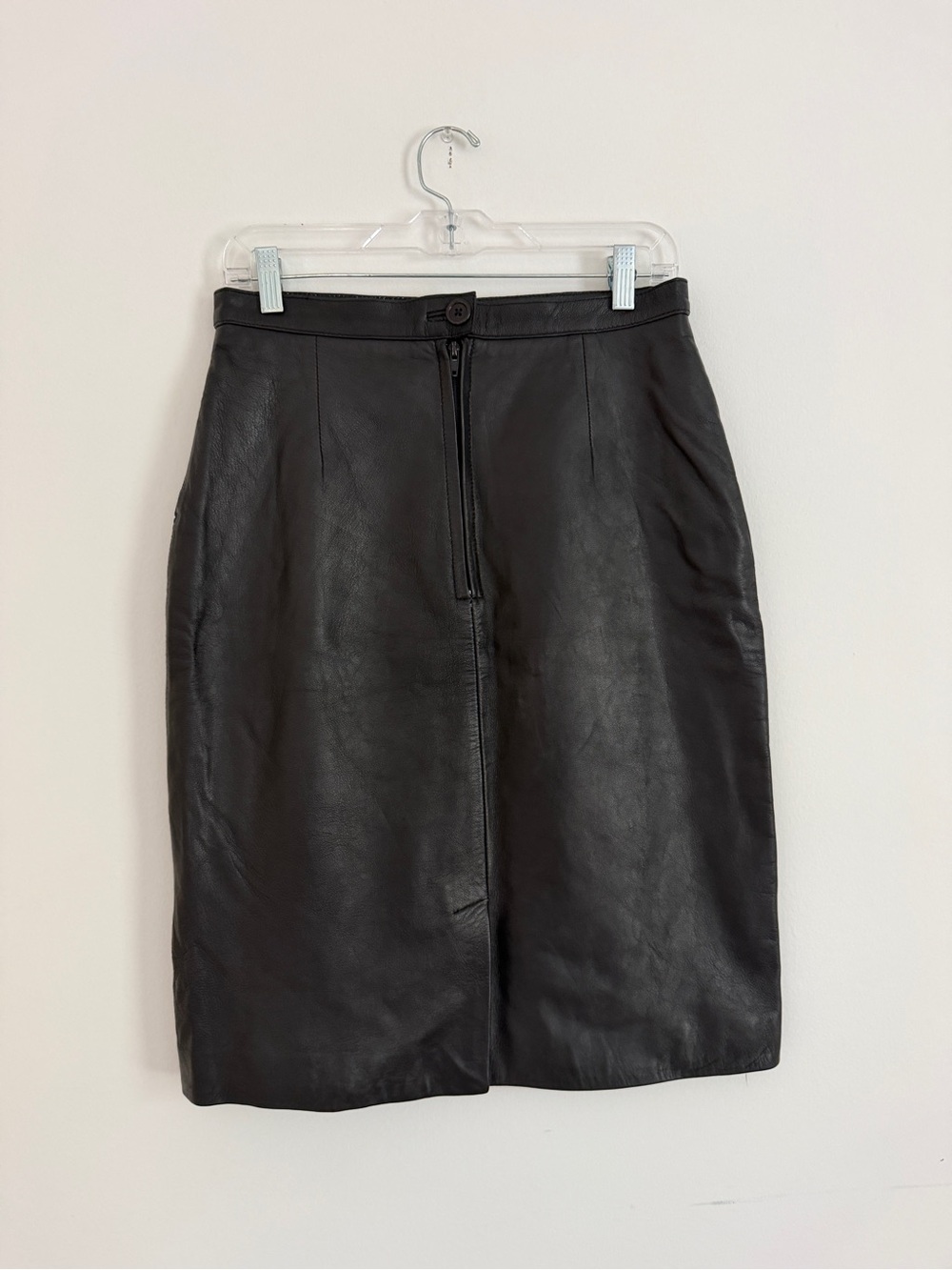 Sleek Black Leather Pencil Skirt - Women's Tailored Style